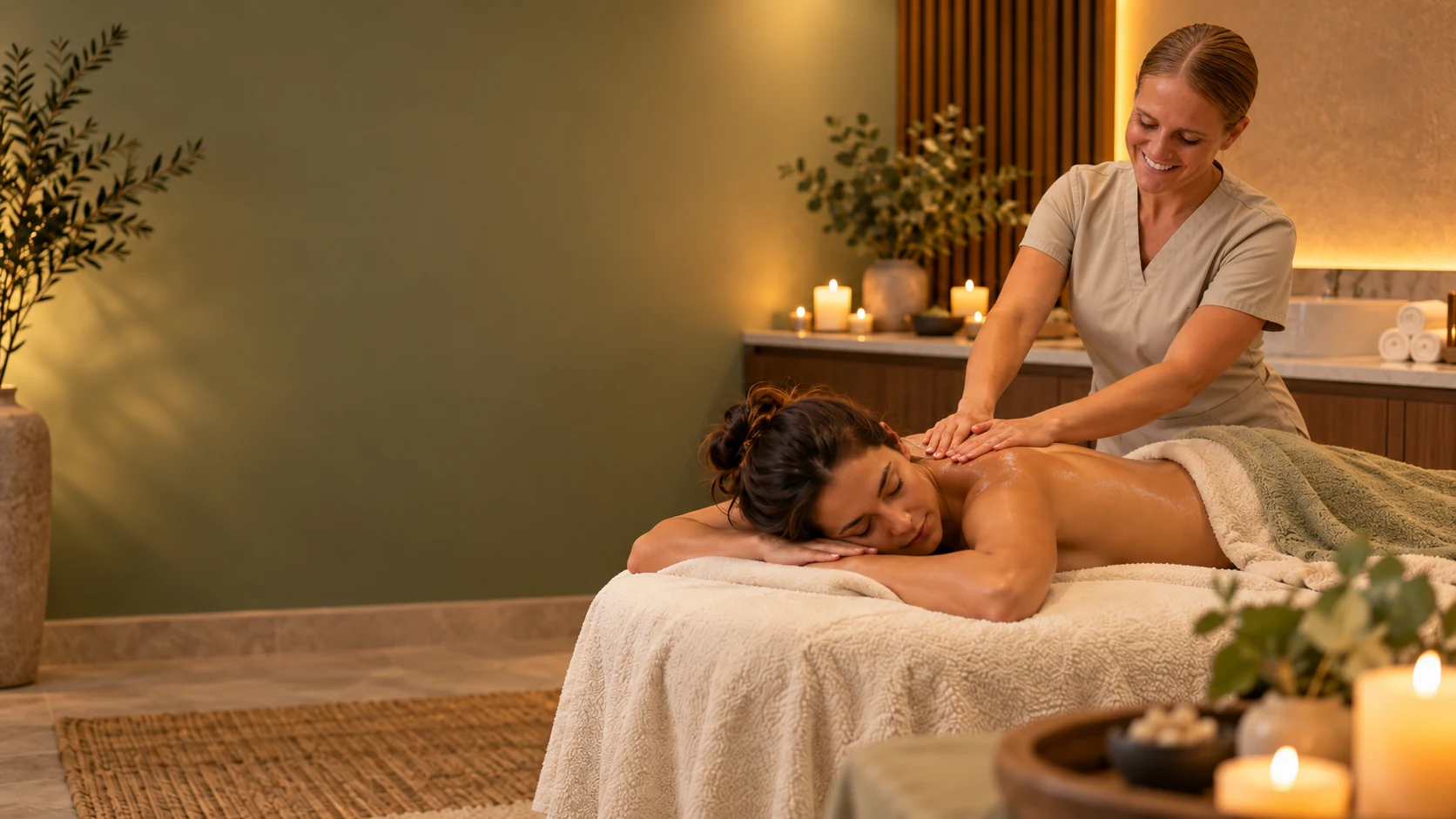 Licensed massage therapist performing a relaxation massage at Second Wind Massage & Wellness in Bullard, TX